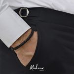 دستبند چرم بافت مشکی مردانه قفل مگنتی کد MS1001 - Image 4