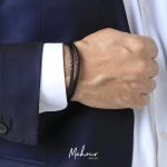 دستبند بافت چرم دو دور با قفل مگتنی کد MS1003 - Image 3