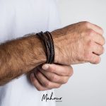 دستبند چرم بافت دو دور مردانه کد MS1017 - Image 3