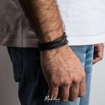 دستبند چرم بافت دو دور مردانه کد MS1017 - Image 4