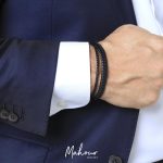 دستبند بافت چرم مردانه کد MS1031 - Image 2