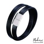 دستبند چرم دو دور مردانه کد MS1045