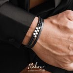 دستبند چرم و نقره مردانه کد MSAB700 - Image 2