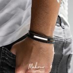 دستبند چرم و نقره مردانه کد MSAC800 - Image 2