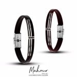 دستبند چرم و نقره مردانه کد MSAE110