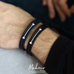 دستبند چرم و نقره مردانه کد MSAE600 - Image 2
