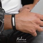 دستبند چرم و نقره مردانه کد MSAE700 - Image 2