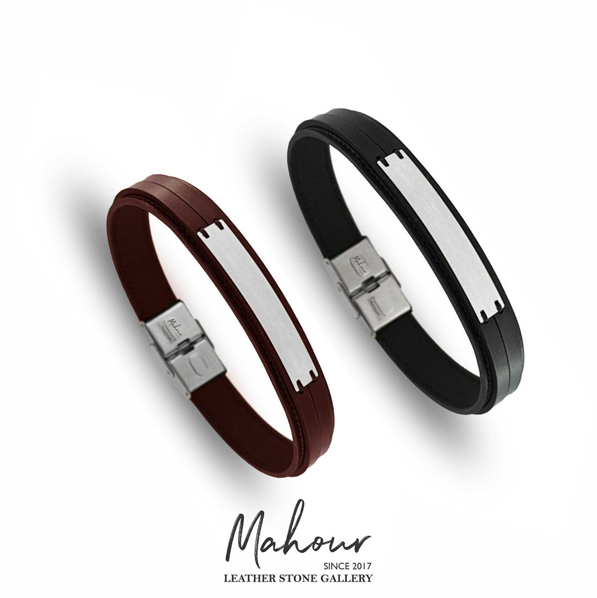MSC600 دستبند چرم و نقره مردانه کد MSC600 - Image 1