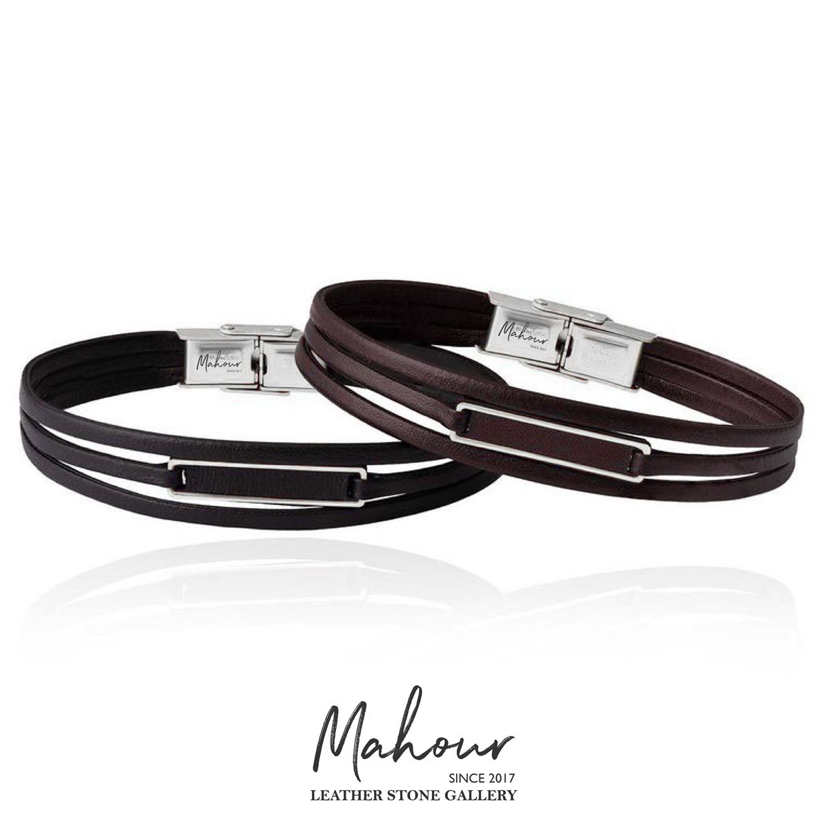 MSGE1200 دستبند چرم و نقره مردانه کد MSGE1200 - Image 1