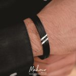 دستبند چرم و نقره مردانه کد MSSE100 - Image 4