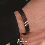 دستبند چرم و نقره مردانه کد MSSE100 - Image 2
