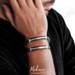 دستبند چرم نقره مردانه کد MST600