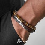 دستبند چرم کد نقره مردانه MSU100 - Image 2