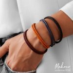 دستبند چرم بافت دو دور زنانه قفل مگنتی کد WS1003 - Image 7
