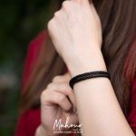 دستبند چرم بافت دو دور زنانه قفل مگنتی کد WS1003 - Image 6